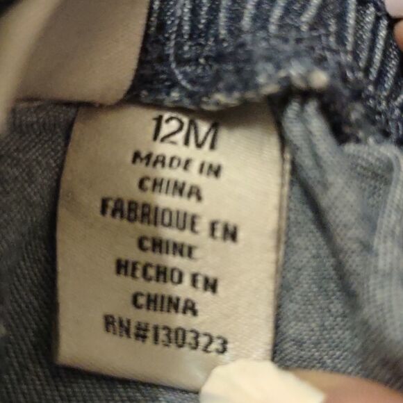 Calvin Klein‎ Girls size 12 months blue denim lightweight shorts, pink bow - Picture 5 of 5